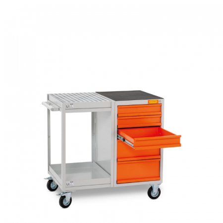 Carucior de atelier cu 2 tavi de colectare, sertare si 1 covoras antiderapant [1]