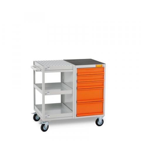 Carucioare de atelier - Carucior de atelier cu 3 tavi de colectare, sertare si 1 covoras antiderapant