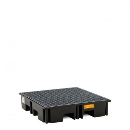 Cuve din PE pentru paleti - Cuva retentie din PE cu gratar din otel, volum 220 litri, 123x123x26 cm