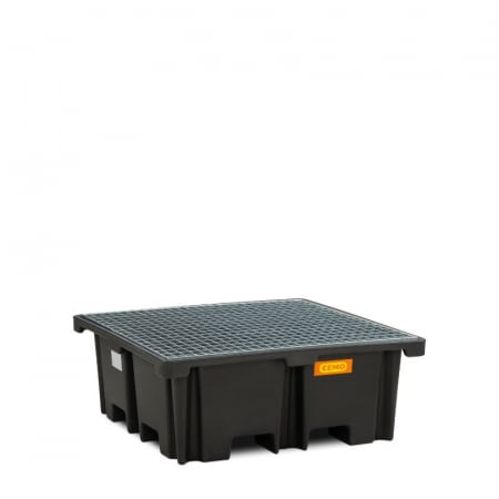 Cuve din PE pentru paleti - Cuva retentie din PE cu gratar din otel, volum 400 litri, 129x129x48 cm