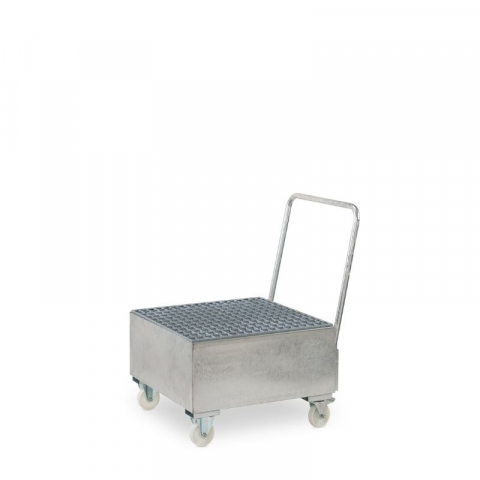 Cuve de retentie - Cuva de retentie metalica galvanizata, cu gratar, pe roti, volum 205 l, 98x81x113 cm