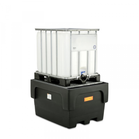 Cuve din PE pentru IBC - Cuva retentie din PE cu gratar din otel, pentru IBC, volum 1100 litri, 146x117x87 cm