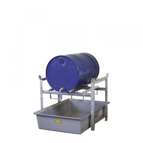 Stocare substante periculoase - Raft suport pentru butoaie Type 400, Model 1, 1x200 litri, cuva GRP 220 litri - v2