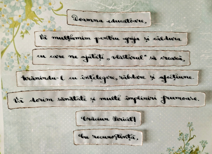 Cadou Crăciun pentru doamna educatoare - set scrisoare scrisă cu toc și peniță + brăduț din ceară naturală de soia [2]