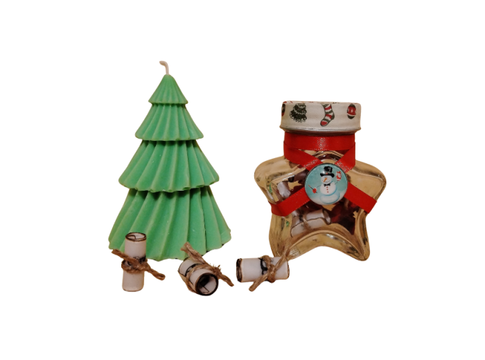 Cadou Crăciun pentru doamna educatoare - set scrisoare scrisă cu toc și peniță + brăduț din ceară naturală de soia [1]