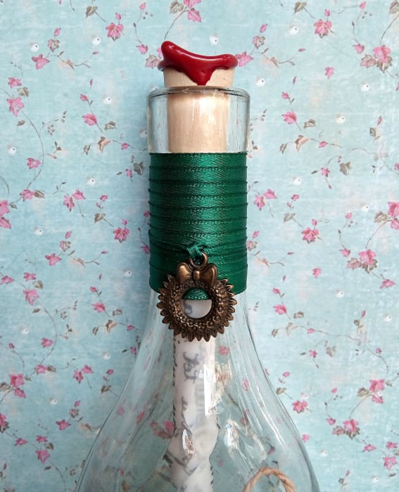 Scrisoare cadou Crăciun pentru doamna educatoare- tip papirus în sticlă decorată [3]