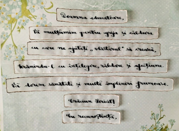 Scrisoare cadou Crăciun pentru doamna educatoare - tip puzzle în glob transparent pe suport metalic negru [2]