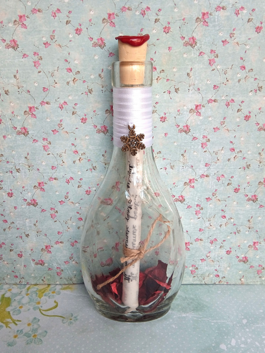 Scrisoare cadou Crăciun pentru doamna învățătoare - tip papirus în sticlă decorată [1]