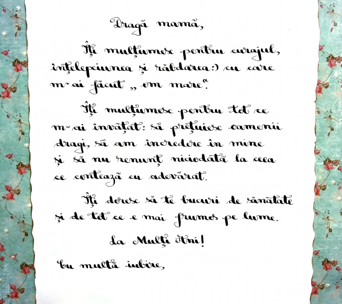 Scrisoare cadou pentru mama - tip papirus în sticlă decorată manual (model 6) [2]