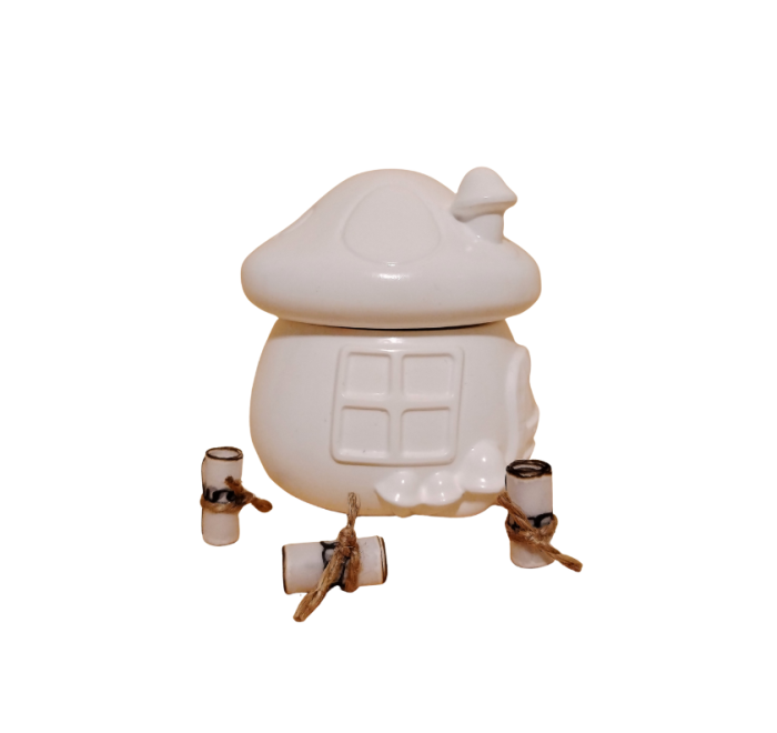 Scrisoare de la Moș Crăciun pentru copii - mesaj scris pe bilețele din hârtie de calc, în căsuță din praf ceramic [1]