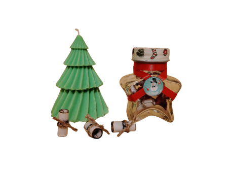 Scrisori cadou Crăciun 2025 - Cadou Crăciun pentru doamna educatoare - set scrisoare scrisă cu toc și peniță + brăduț din ceară naturală de soia