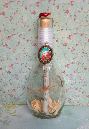 Scrisori cadou - mesaje personalizate în sticlă - Scrisoare cadou pentru mama - tip papirus în sticlă decorată manual (model 6)
