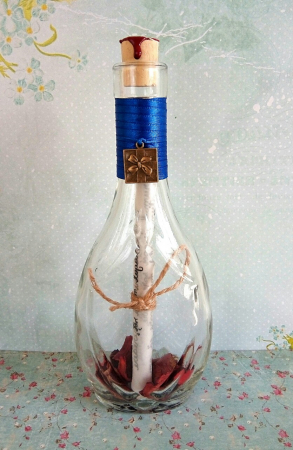 Scrisori cadou - mesaje personalizate în sticlă - Scrisoare mesaj personalizat, cadou pentru soție  - tip papirus în sticlă (model 4)