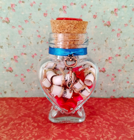 Scrisori cadou Valentine's Day și Dragobete - Mesaj personalizat cadou Valentine's Day/Dragobete pentru iubit/soț - în borcan inimă - model 2