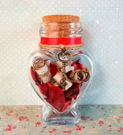 Scrisori cadou Valentine's Day și Dragobete - Scrisoare mesaj personalizat cadou Valentine's Day/Dragobete pentru iubită/soție - în borcan inimă