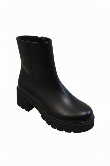 Ghete damă negre din piele naturală box cu talpă masivă [2]