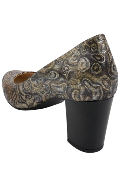 Pantofi damă din piele naturală cu toc masiv și imprimeu abstract multicolor [3]