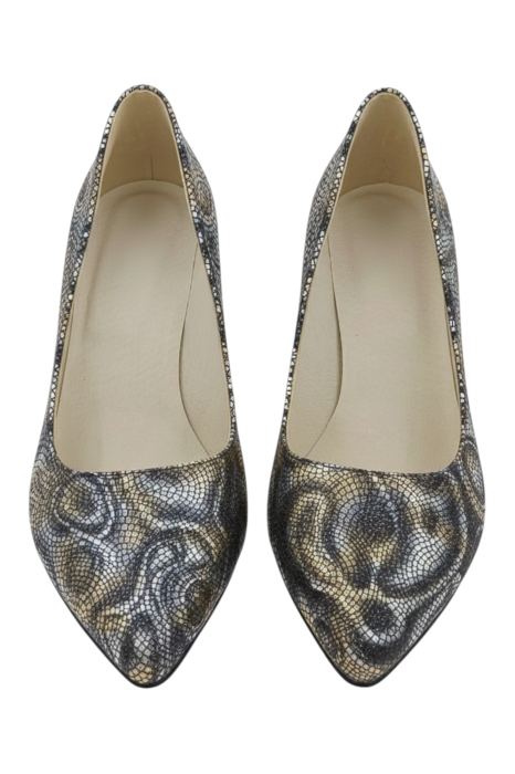 Pantofi damă din piele naturală cu toc masiv și imprimeu abstract multicolor [4]