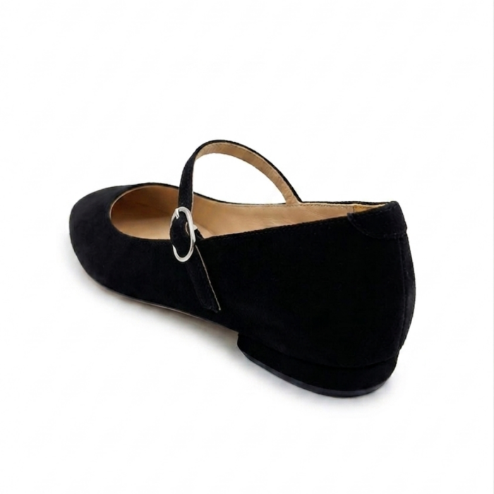 Balerini dama negri din piele intoarsa cu bareta subtire [3]