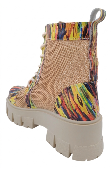 Ghete damă din piele naturală cu plasă bej și imprimeu abstract – mărimea 36 [3]