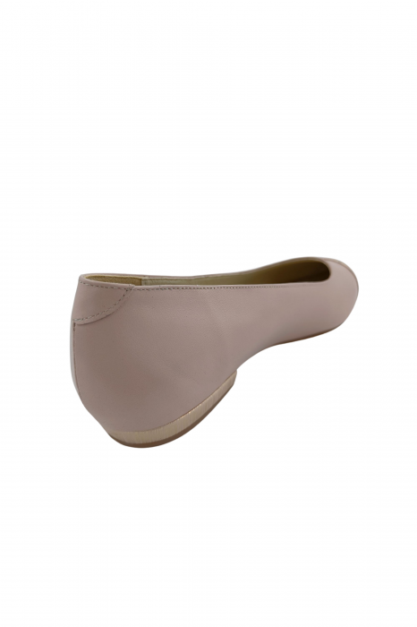 Balerini dama eleganti, piele naturala box, varf ascutit, toc mic, bej, linii aurii, Sandali [2]