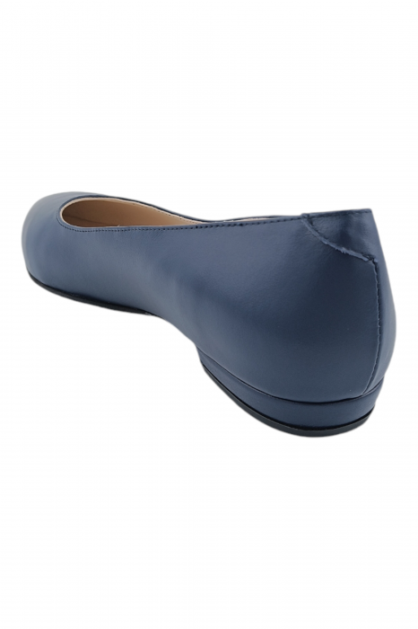 Balerini damă eleganți, piele naturală, vârf ascuțit, toc mic, albastru [3]