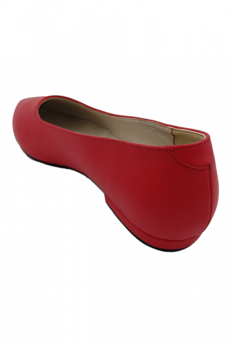 Balerini damă eleganți, piele naturală, vârf ascuțit, toc mic, roșu, SANDALI [2]