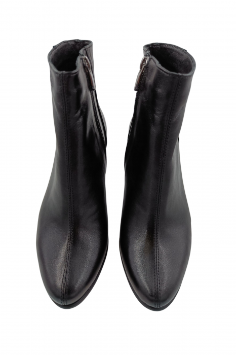 Botine dama eleganti, piele naturala, box, varf migdalat, toc gros, negru, 37.2 [3]