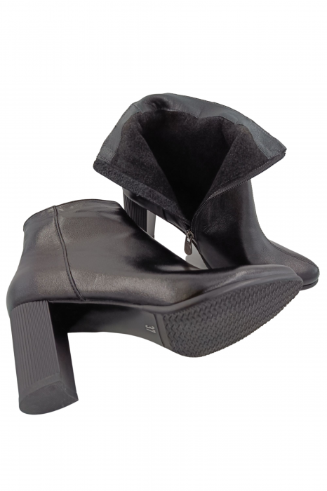 Botine dama eleganti, piele naturala, box, varf migdalat, toc gros, negru, 37.2 [4]