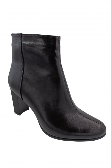 Botine dama eleganti, piele naturala, box, varf migdalat, toc gros, negru, 37.2 [1]