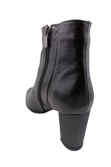 Botine dama eleganti, piele naturala, box, varf migdalat, toc gros, negru, 37.2 [2]