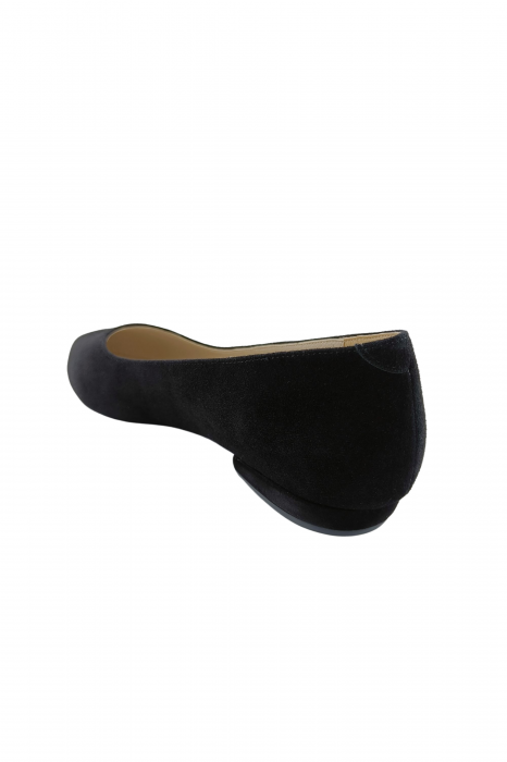 Balerini dama eleganti, piele naturala velur, varf ascutit, toc mic, negru, Sandali [3]