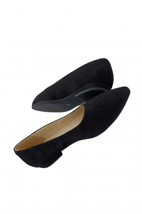 Balerini dama eleganti, piele naturala velur, varf ascutit, toc mic, negru, Sandali [5]