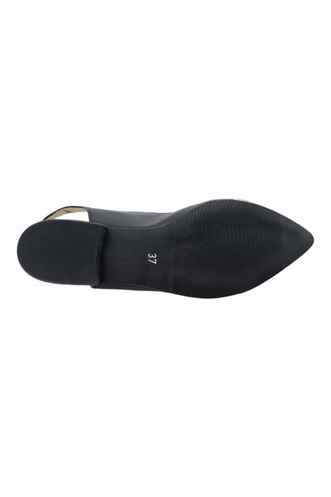 Balerini dama, piele naturala box, varf ascutit bej, toc mic, negru, Sandali [6]