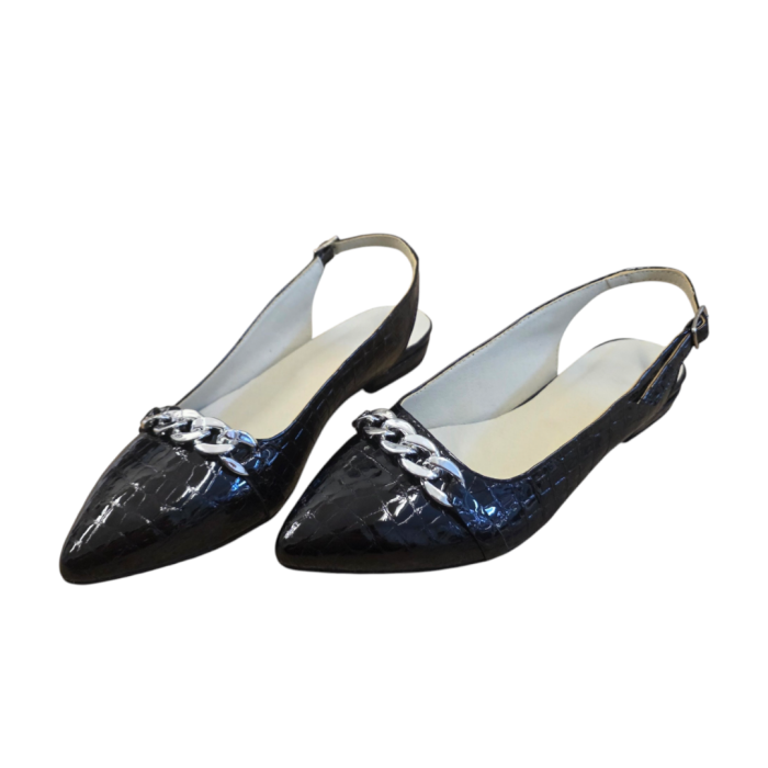 Balerini dama slingback croco negri – model elegant cu lant [5]