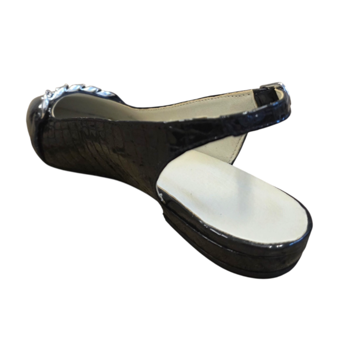 Balerini dama slingback croco negri – model elegant cu lant [3]