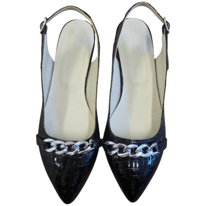 Balerini dama slingback croco negri – model elegant cu lant [4]