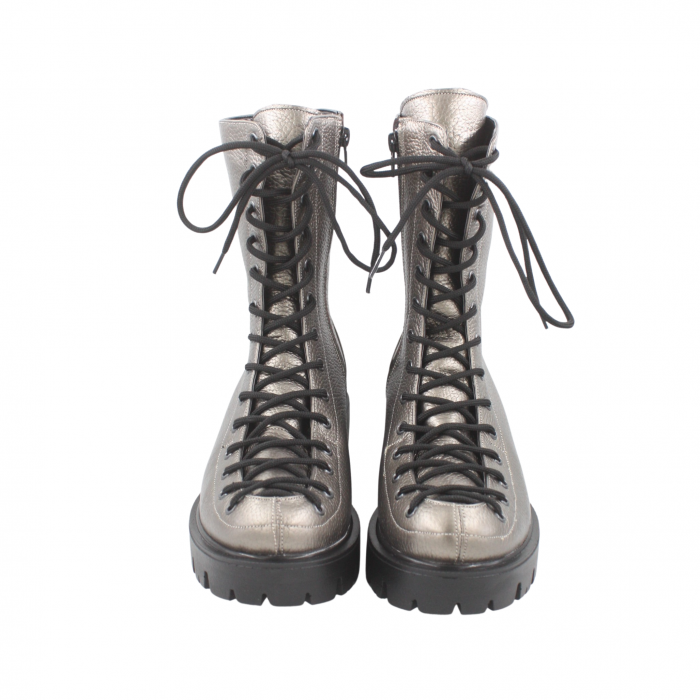 Ghete damă casual, piele naturală bizon, talpă ușoară, crampoane mari, bronz [4]