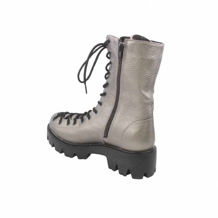 Ghete damă casual, piele naturală bizon, talpă ușoară, crampoane mari, bronz [2]