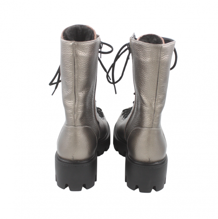 Ghete damă casual, piele naturală bizon, talpă ușoară, crampoane mari, bronz [3]