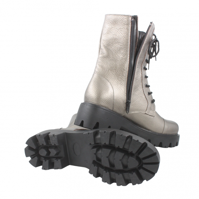 Ghete damă casual, piele naturală bizon, talpă ușoară, crampoane mari, bronz [4]