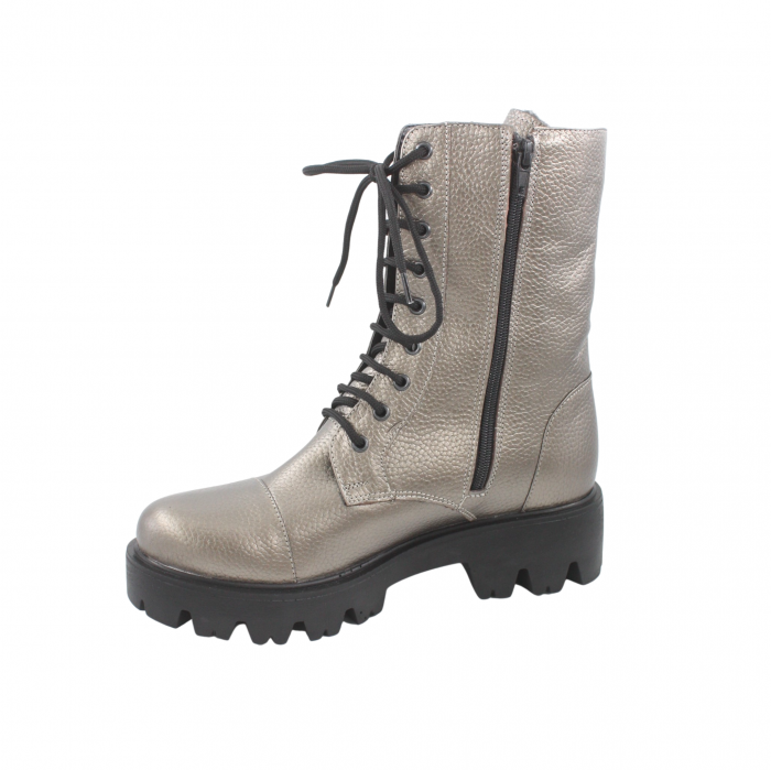 Ghete damă casual, piele naturală bizon, talpă ușoară, crampoane mari, bronz [2]