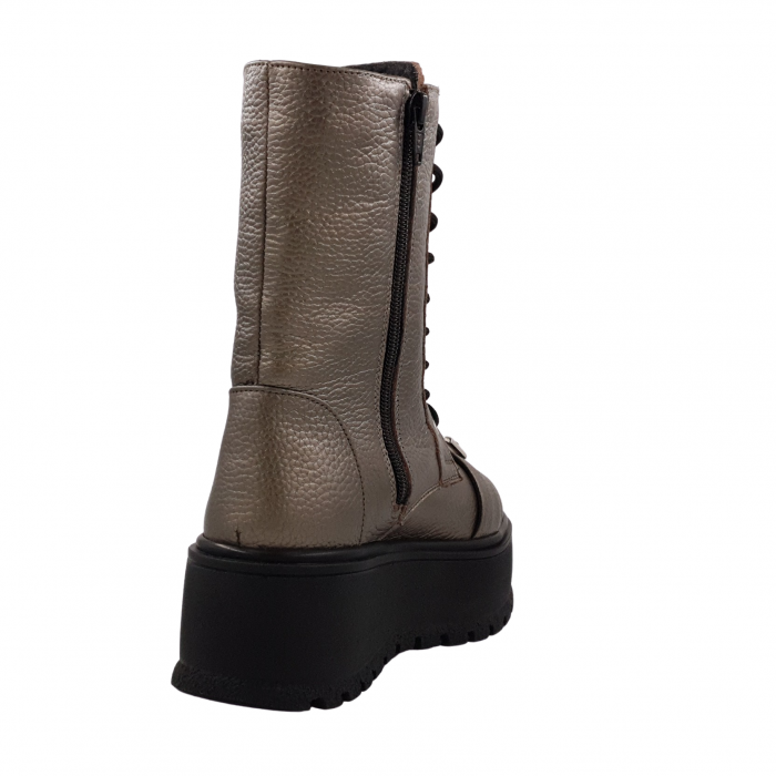 Ghete damă casual, piele naturală bizon, cataramă, talpă înaltă, bronz, Sandali [2]