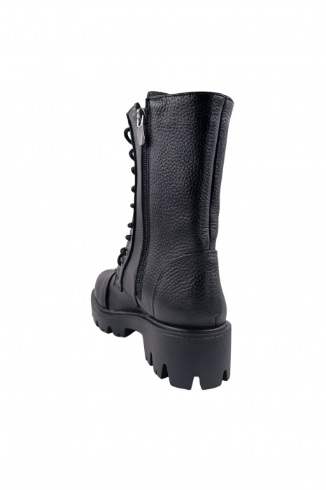 Ghete damă casual, piele naturală bizon, cataramă, talpă ușoară, negru, SANDALI [3]