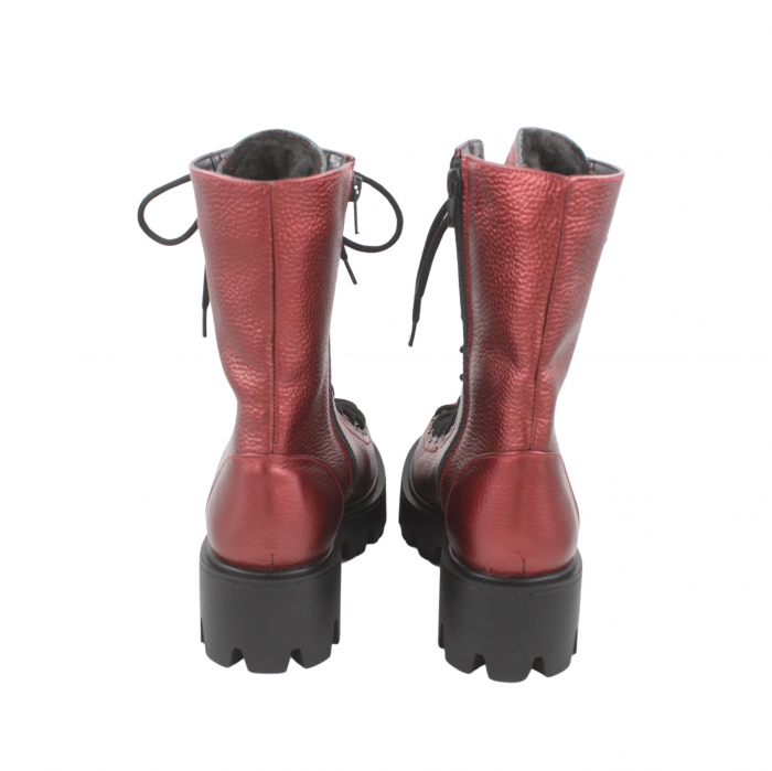 Ghete damă casual, piele naturală bizon, talpă ușoară, crampoane mari, grena [3]