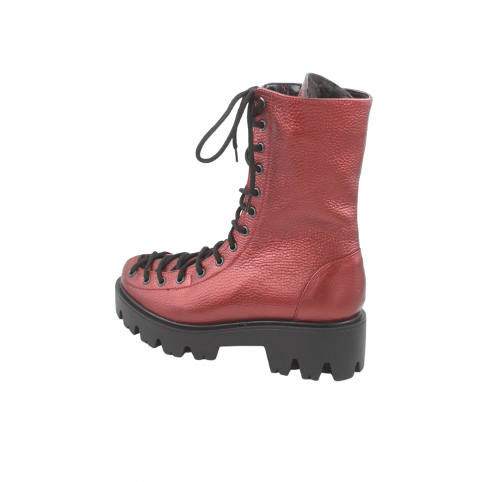 Ghete damă casual, piele naturală bizon, talpă ușoară, crampoane mari, grena [2]