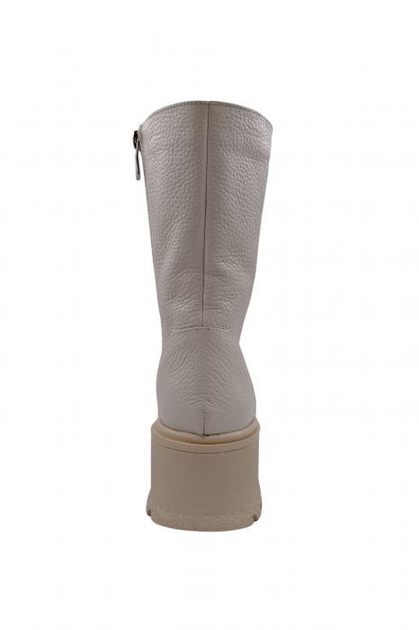 Ghete damă casual, piele naturală bizon, talpă înaltă, crampoane mari, bej [3]