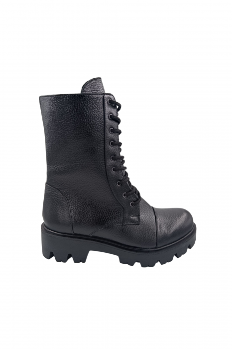Ghete damă casual, piele naturală bizon, talpă ușoară, negru [2]