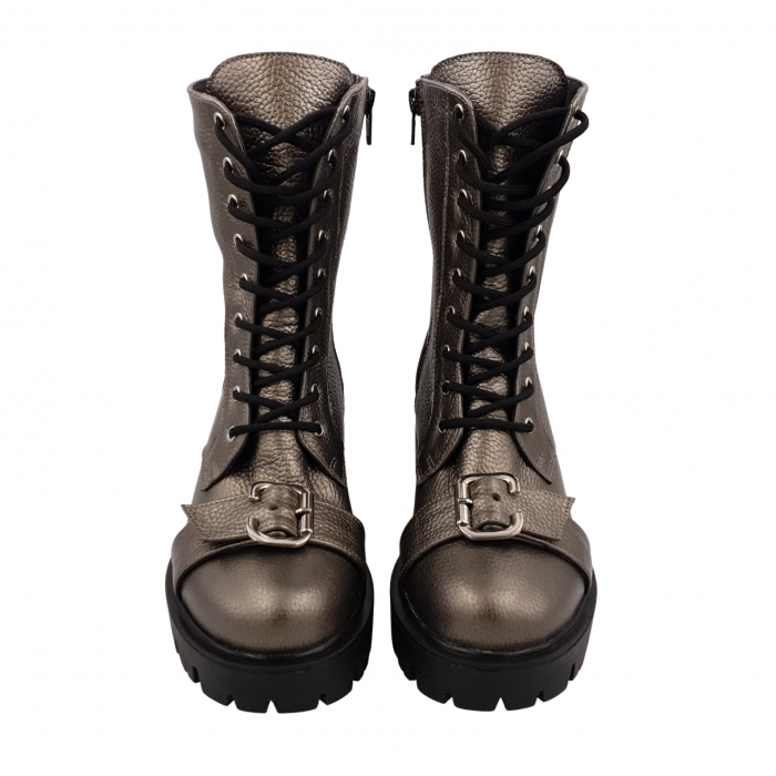 Ghete damă casual , piele naturală bizon, talpă ușoară, crampoane mari, bronz, SANDALI [3]