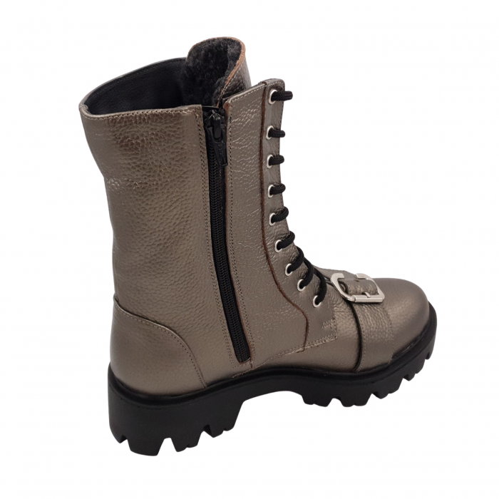 Ghete damă casual , piele naturală bizon, talpă ușoară, crampoane mari, bronz, SANDALI [2]